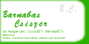 barnabas csiszer business card